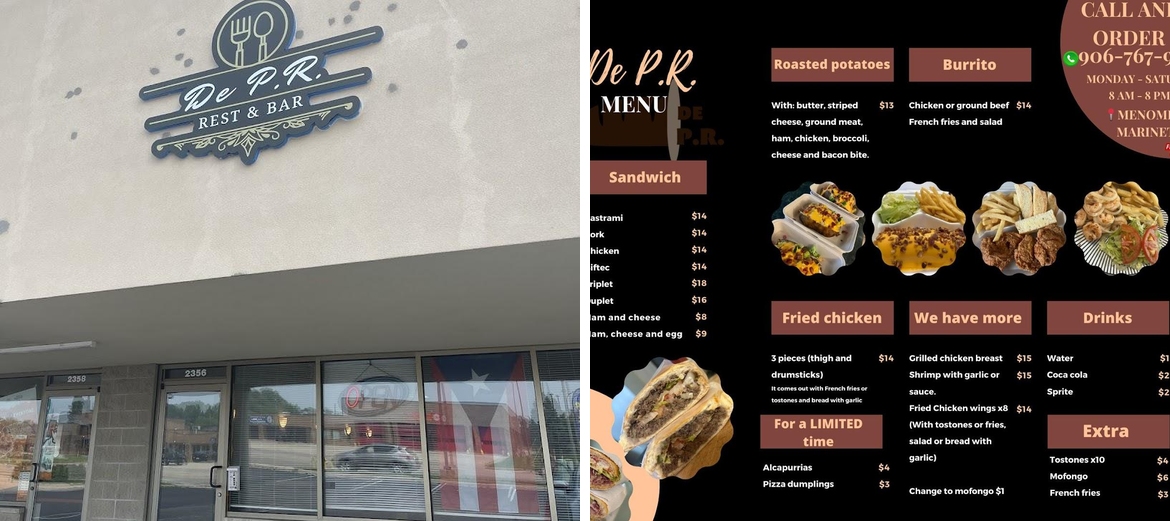 De P.R. Rest Menu
